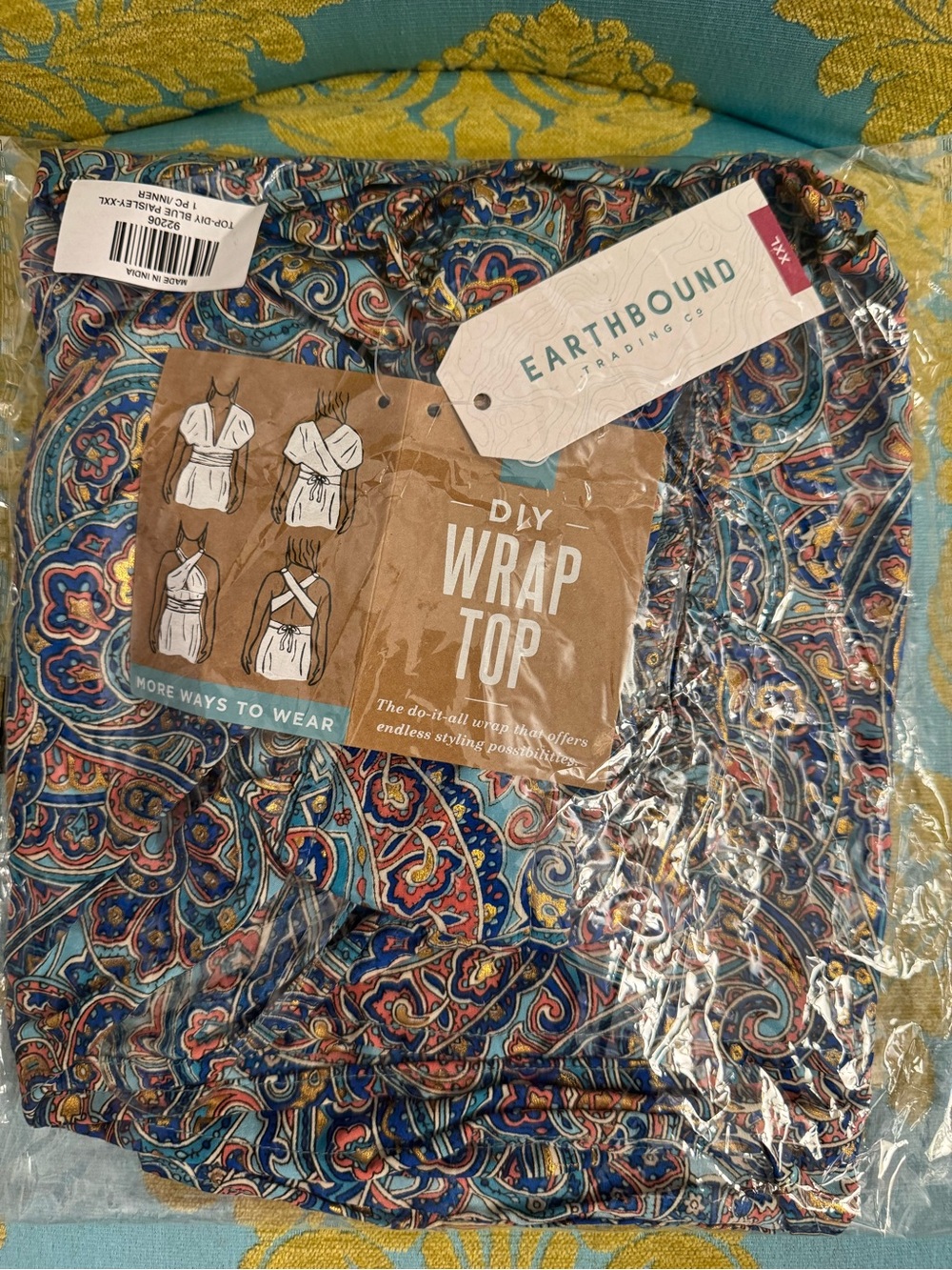 NWT Earthbound XXL DIY Wrap Top - Blue Paisley